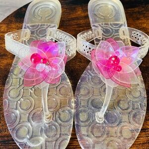 Coach Transparent Sandals with Pink Floral Design